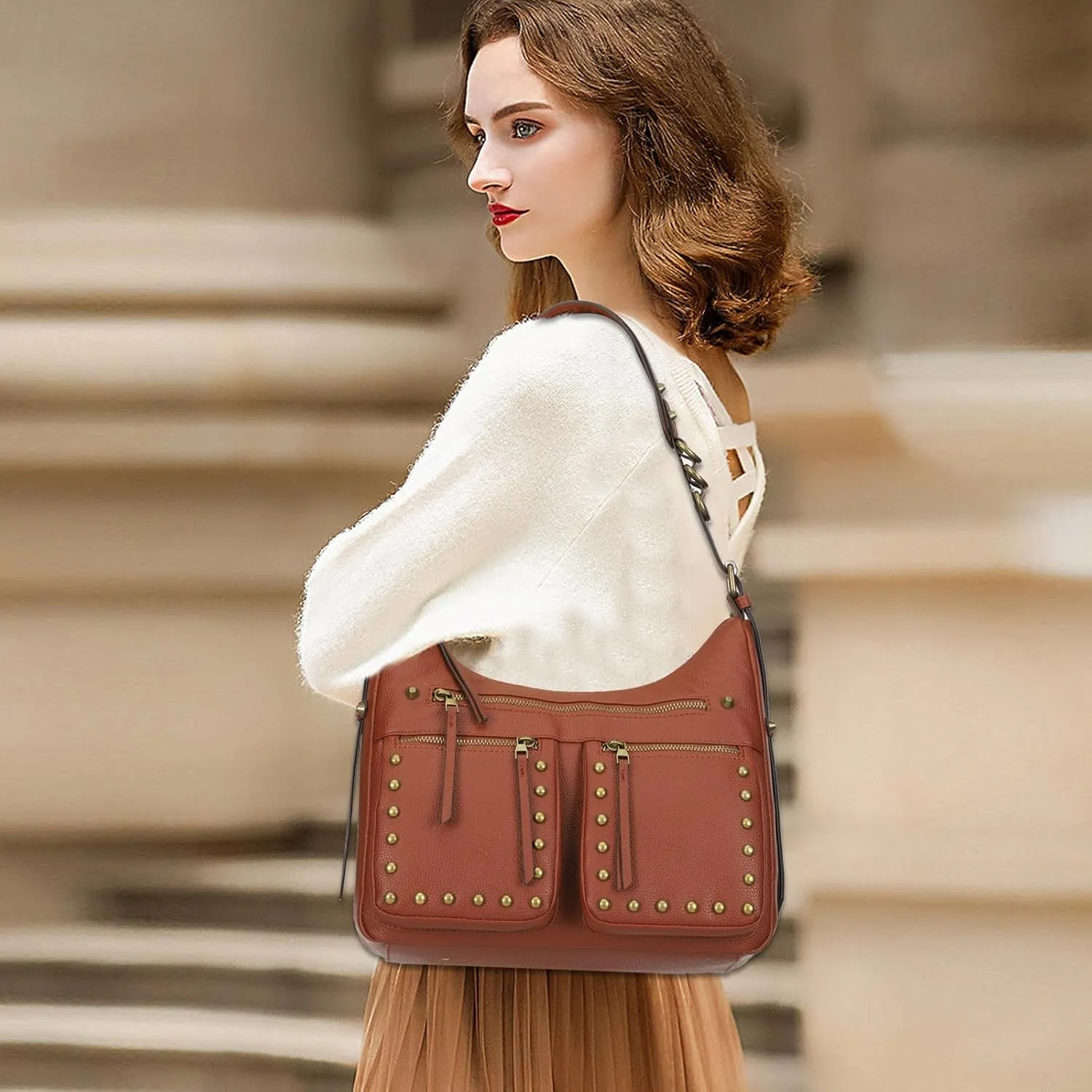 KL928 Large Hobo Shoulder Bag for Women Soft Faux Leather Handbags Fashion Tote Purse Adjustable Strap
