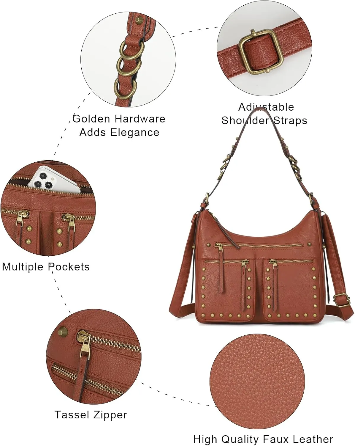 KL928 Large Hobo Shoulder Bag for Women Soft Faux Leather Handbags Fashion Tote Purse Adjustable Strap