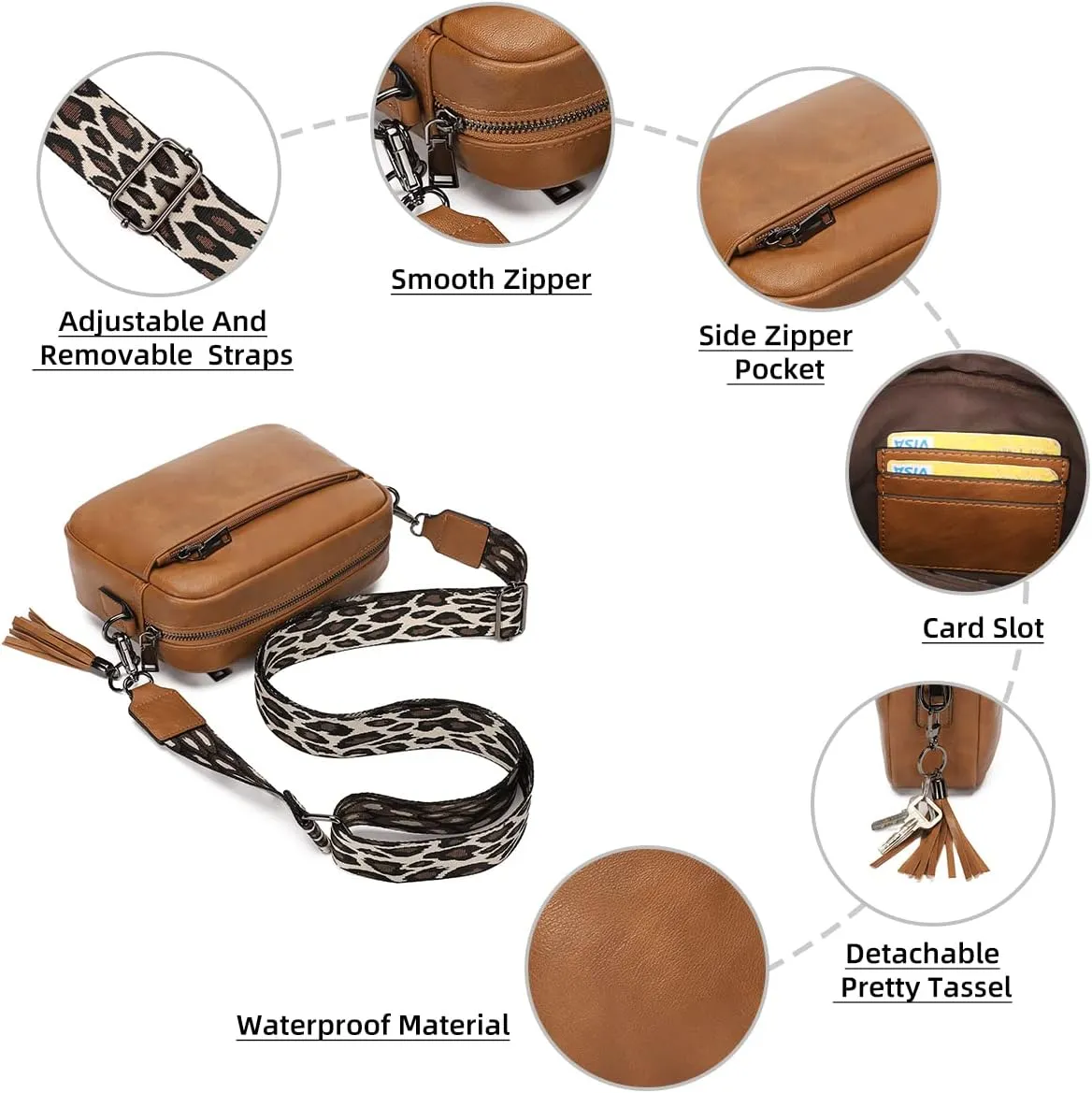 KL928 Small Crossbody Bag for Women, Soft FAUX Leather Cell Phone Purse，Adjustable Strap Shoulder Handbags Wallet Purse