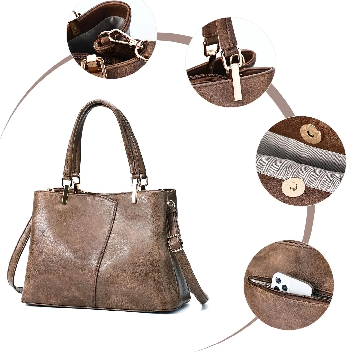 KouLi Buir Hobo, PU Leather Purses and Handbags - Shoulder, Crossbody, Top Handle, Tote Bags for Women