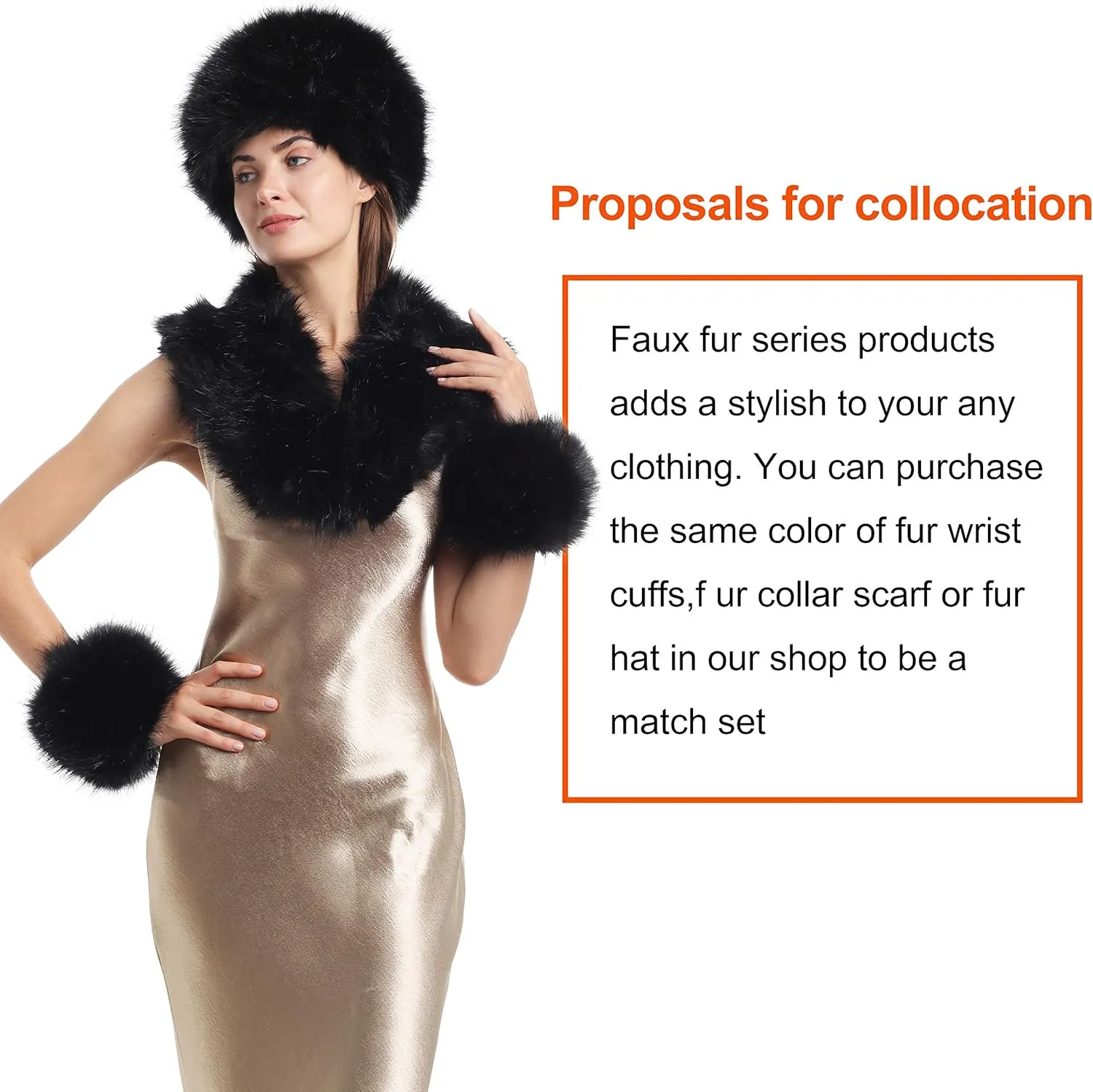 LA CARRIE Women's Faux Fur Hat for Winter with Stretch Cossack Russian Style White Warm Cap
