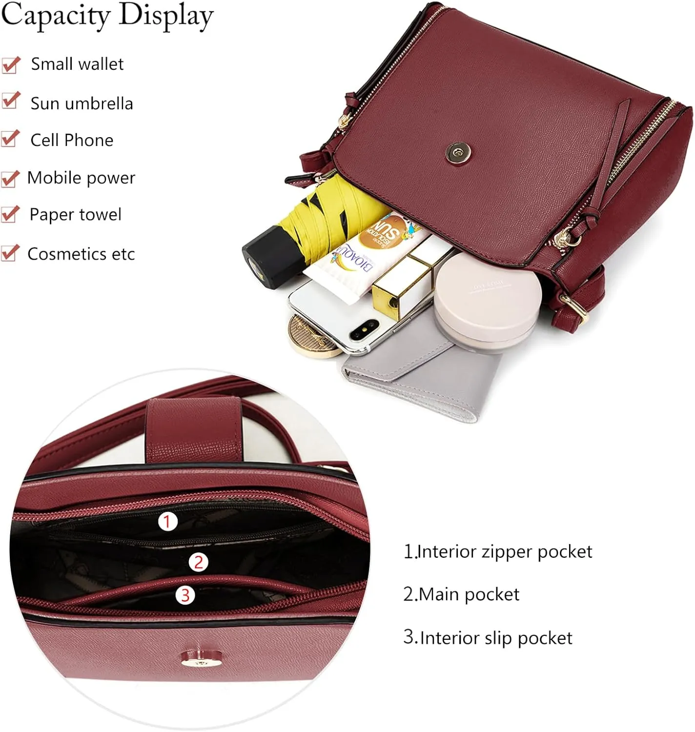 LA TERRE Lightweight Medium Crossbody Bag, Crossbody Purse Shoulder Bag for Women with Adjustable Strap