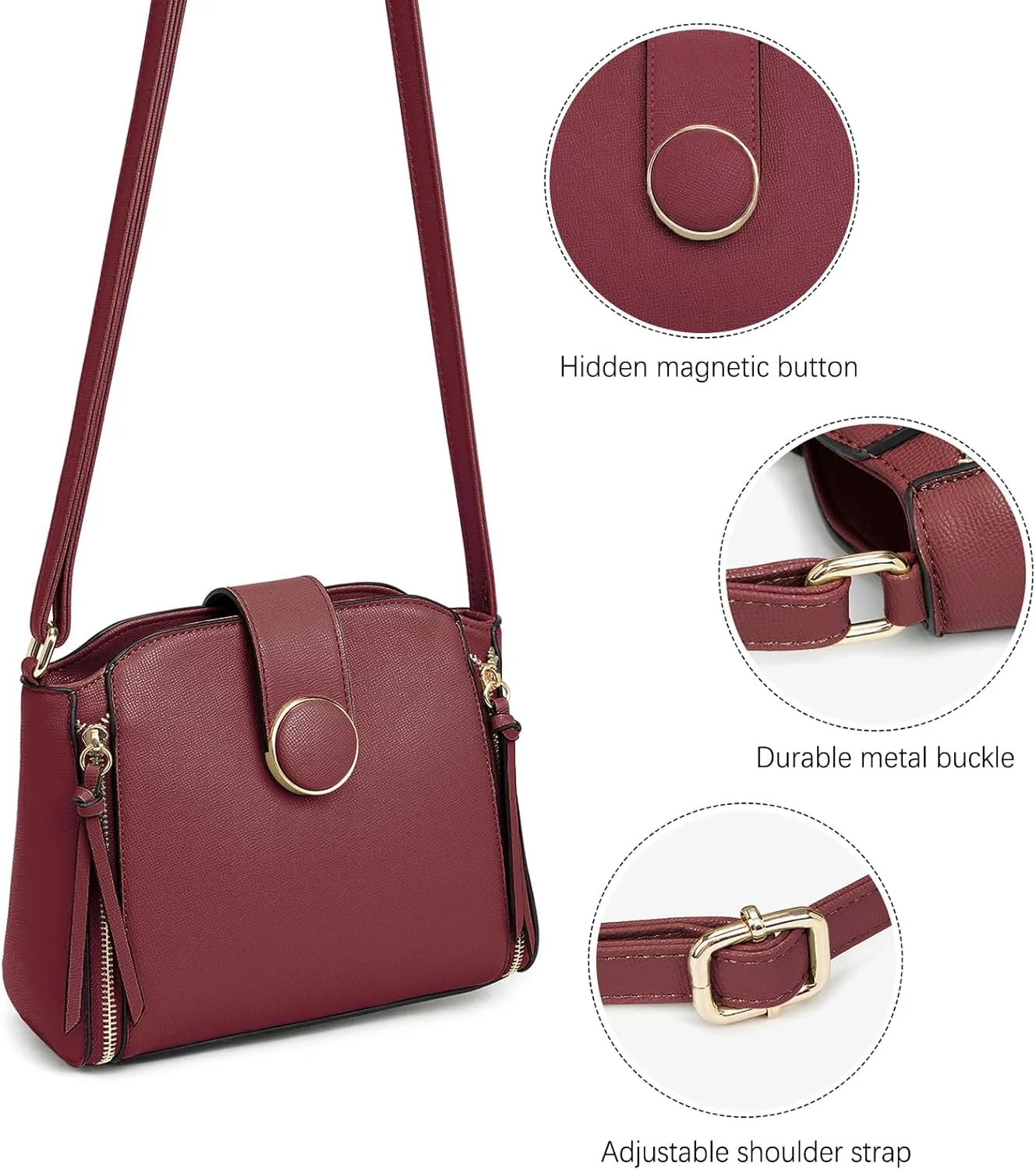 LA TERRE Lightweight Medium Crossbody Bag, Crossbody Purse Shoulder Bag for Women with Adjustable Strap