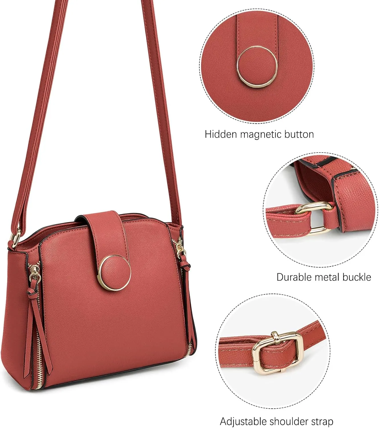 LA TERRE Lightweight Medium Crossbody Bag, Crossbody Purse Shoulder Bag for Women with Adjustable Strap