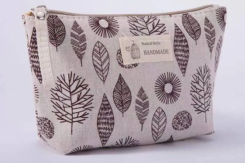 Large Capacity Canvas Wash Fabric Zipper Cosmetic Bags
