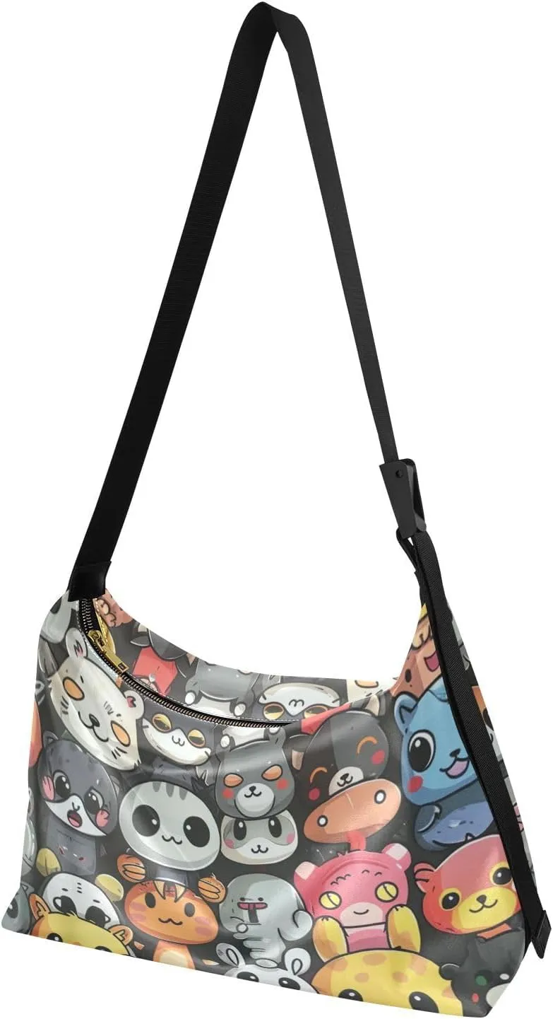 Large Capacity Crossbody Shoulder Bag Handbag Casual Tote Bag With Adjustable Strap Zipper For Men Women