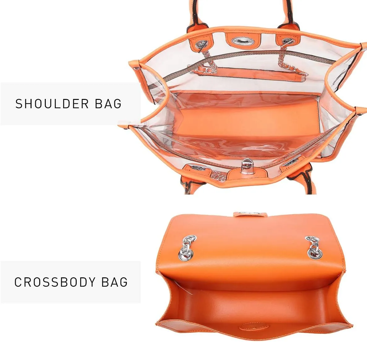 Large Clear Tote Bag Stadium Approved Women Clear Purse for Stadium Events Crossbody 2 in 1 Shoulder Work Bag