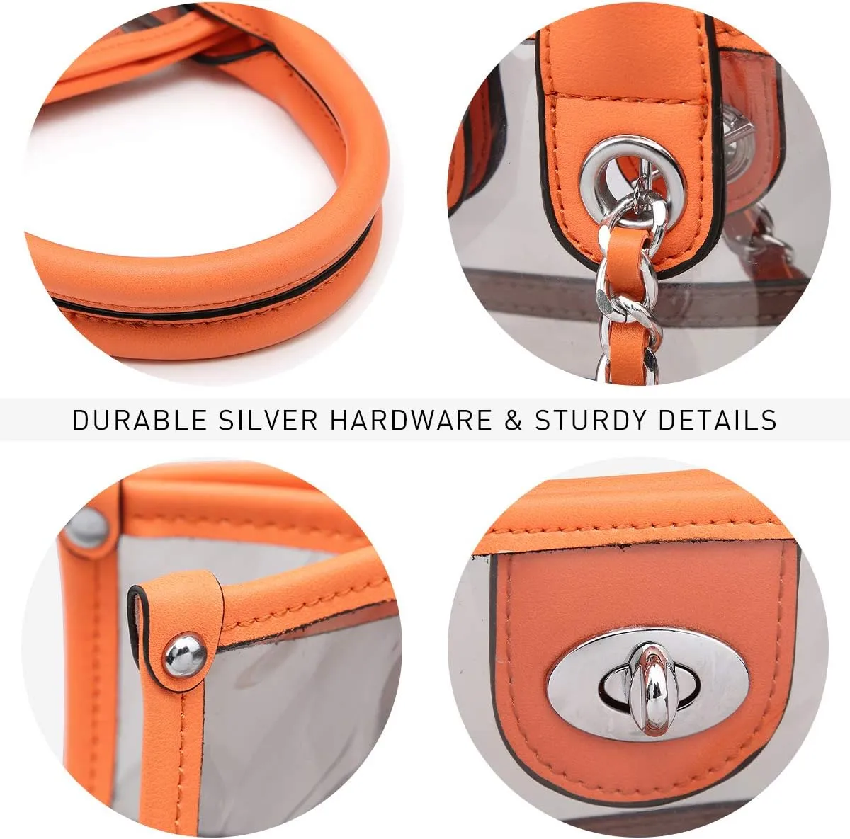 Large Clear Tote Bag Stadium Approved Women Clear Purse for Stadium Events Crossbody 2 in 1 Shoulder Work Bag