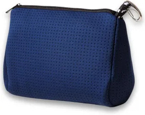 Large Makeup Bag with Zipper, Deep Blue - Waterproof Neoprene Cosmetic Bag 7.7 x 10.75 x 5 inches