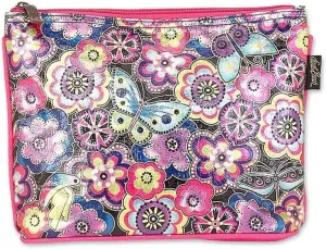 Laurel Burch Foiled Cosmetic Makeup Bags (Purple Multi Floral)