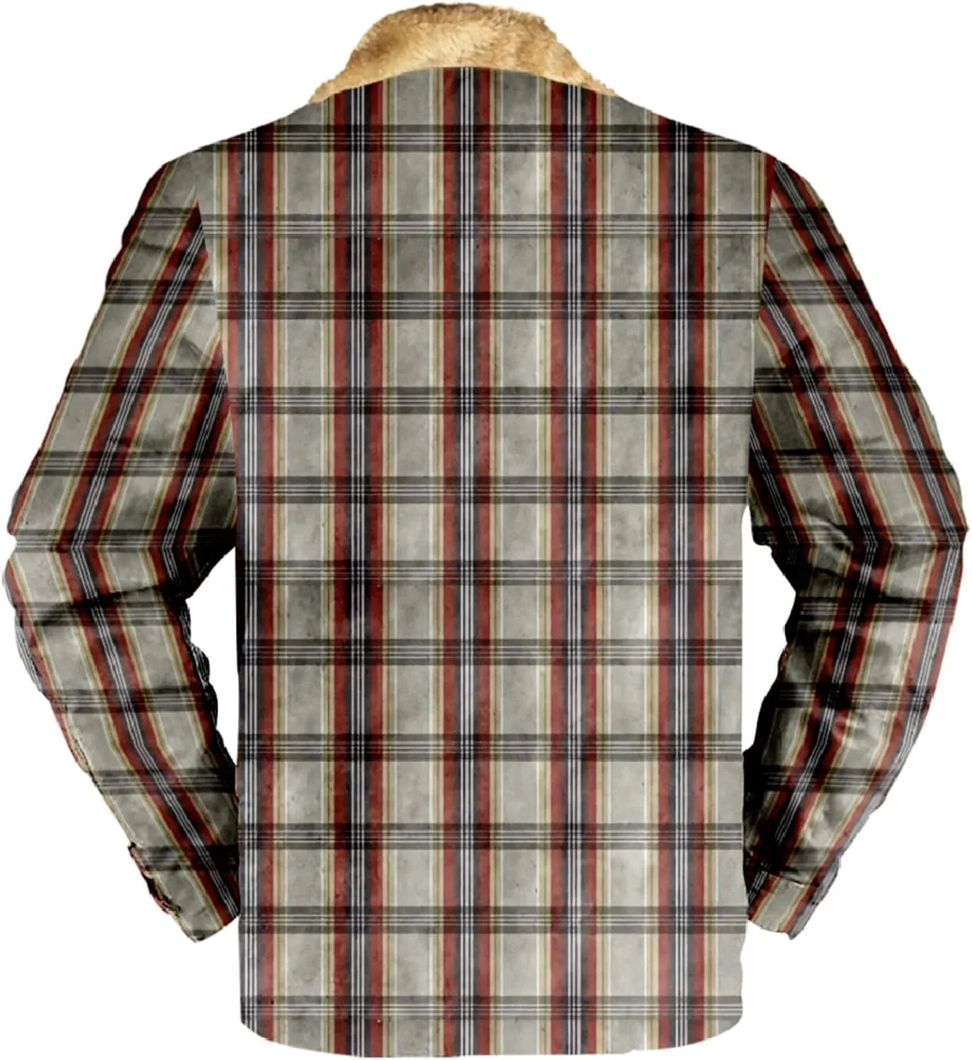 LCMTWX Fleece Plaid Flannel Jacket Plaid Print Lapel Button Down Pocket Long Sleeve Shirt Patchwork Jacket Thickened Sherpa
