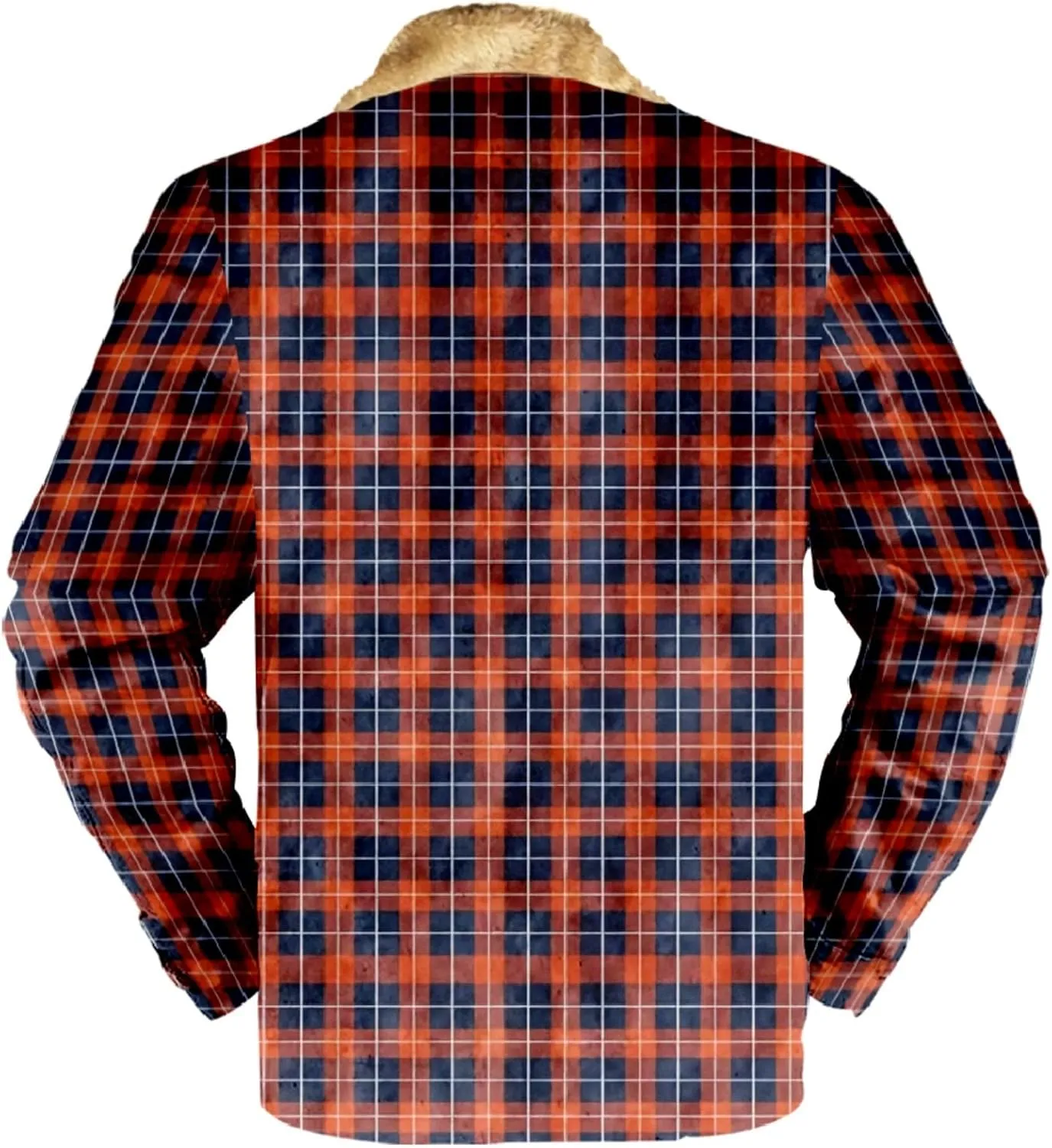 LCMTWX Fleece Plaid Flannel Jacket Plaid Print Lapel Button Down Pocket Long Sleeve Shirt Patchwork Jacket Thickened Sherpa