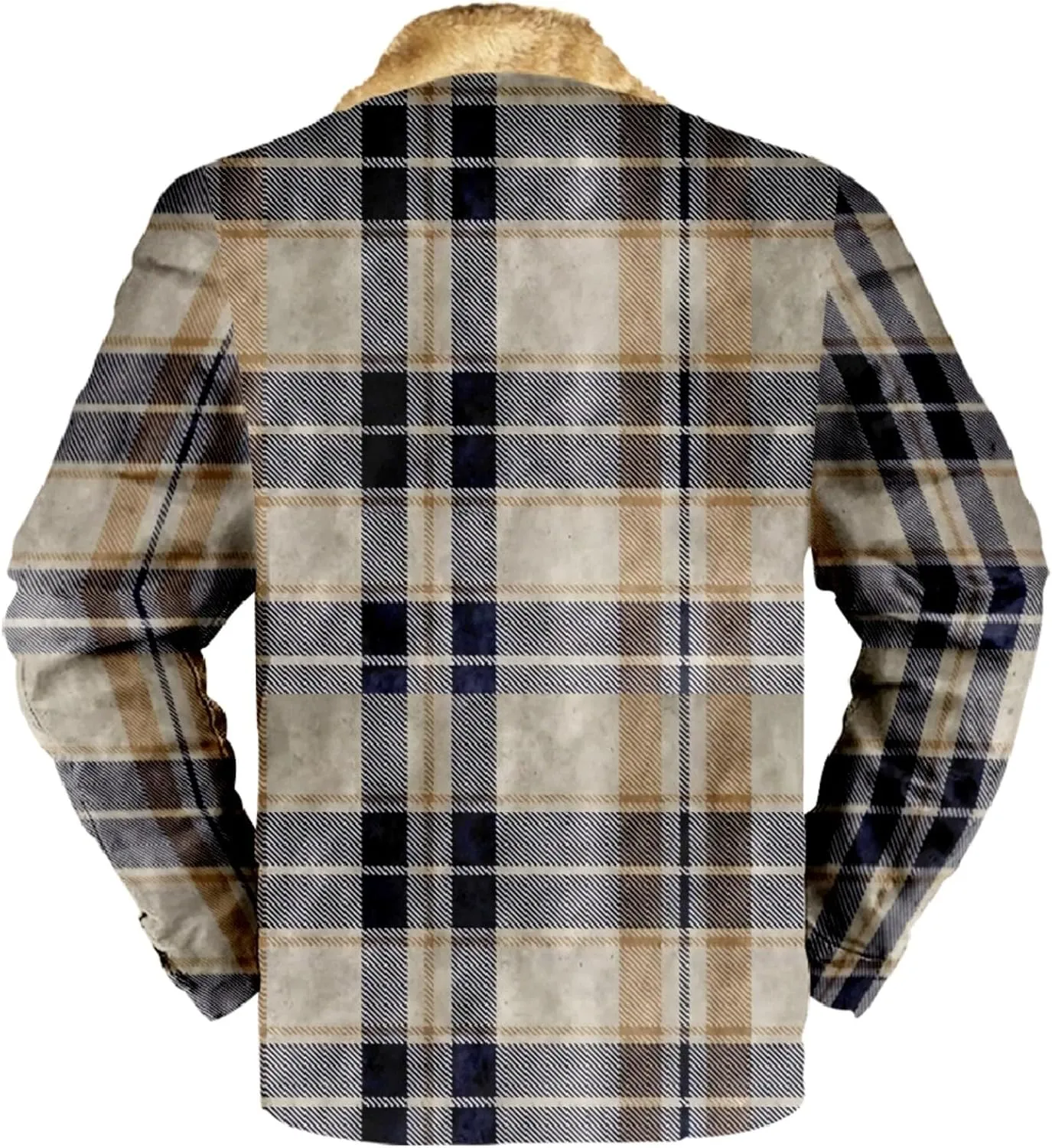 LCMTWX Men's Flannel Jackets Winter Retro Print Hooded Zipper Pocket Long Sleeve Shirt Patchwork Lightweight Shirt Heavy