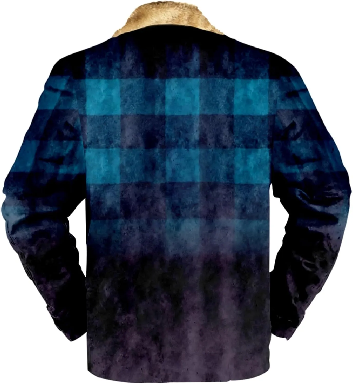 LCMTWX Men's Flannel Jackets Winter Retro Print Hooded Zipper Pocket Long Sleeve Shirt Patchwork Lightweight Shirt Heavy