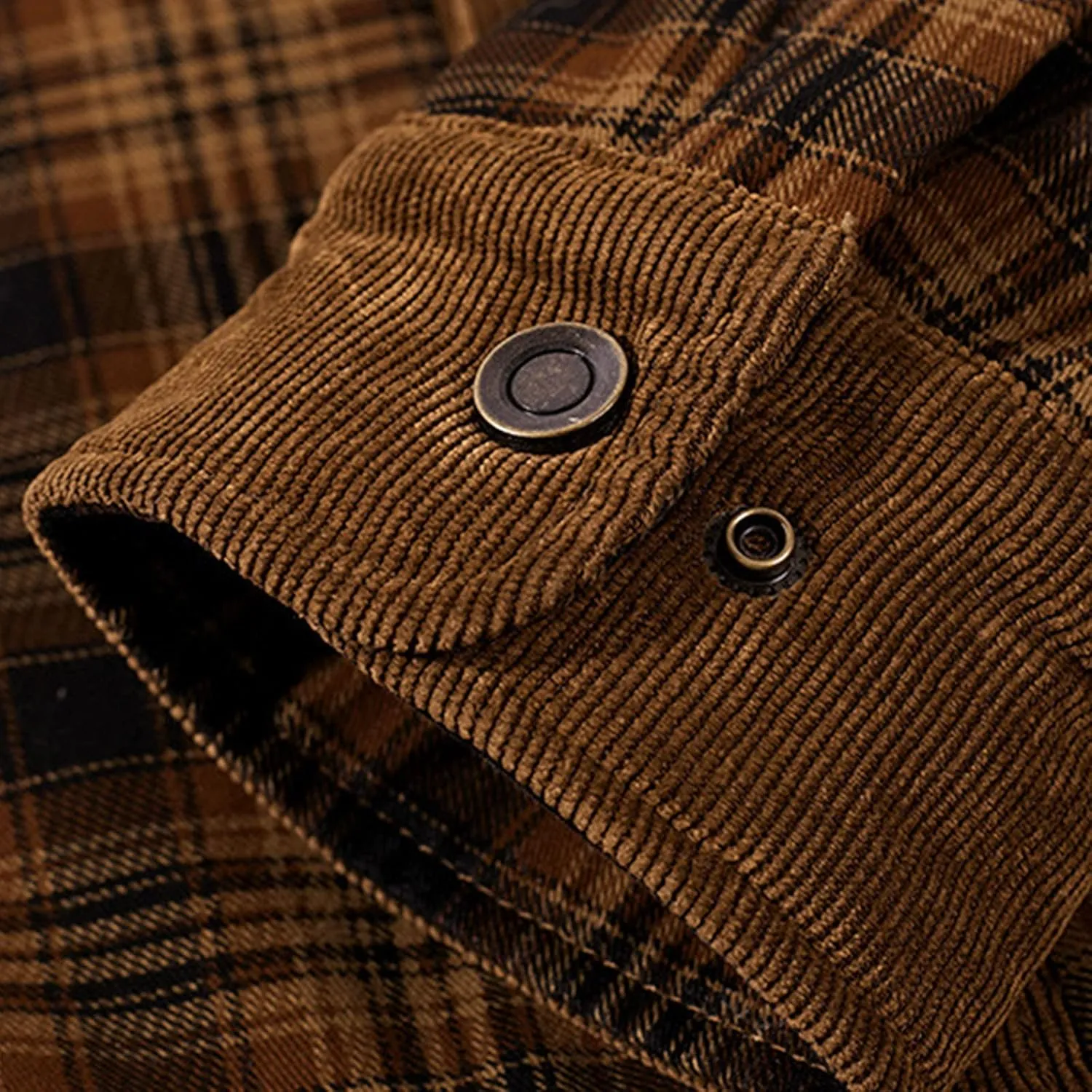 LCMTWX Men's Hooded Shirt Jacket Plaid Print Lapel Button Down Pocket Long Sleeve Shirt Patchwork Jacket Coat with Zipper