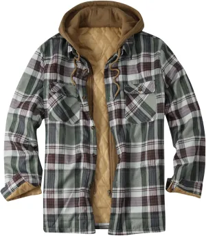 LCMTWX Mens Plaid Flannel Jacket Plaid Print Hooded Zipper Pocket Long Sleeve Shirt Patchwork Jacket Loose Thickened Casual