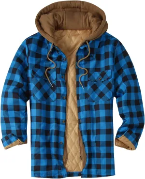 LCMTWX Men's Plaid Hooded Shirts Plaid Print Hooded Zipper Pocket Long Sleeve Shirt Patchwork Jacket Lightweight Shirt