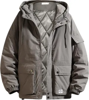 LCMTWX Men's Plaid Hooded Shirts Print Hooded Zipper Pocket Long Sleeve Shirt Patchwork Jacket Casual Loose Thickened