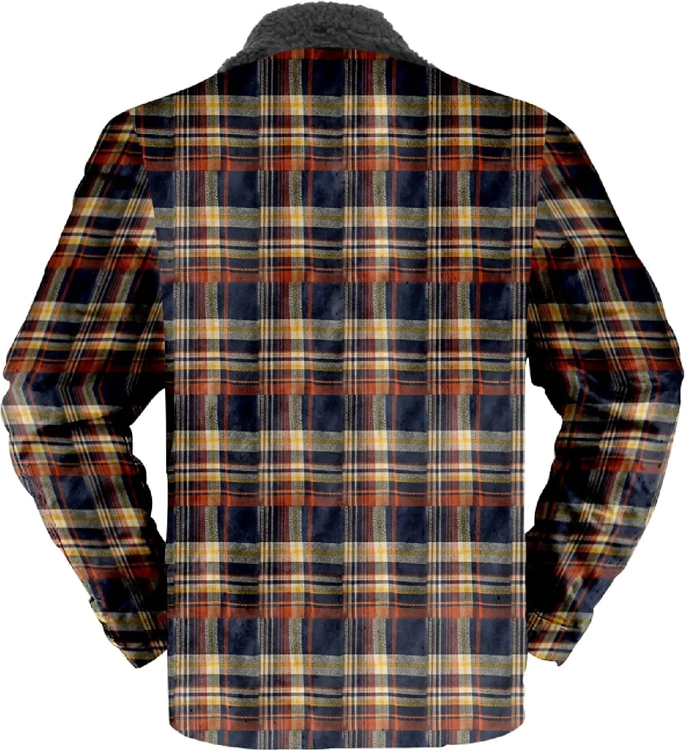 LCMTWX Mens Plaid Jacket Casual Plaid Print Lapel Button Down Pocket Long Sleeve Shirt Patchwork Jacket Thickened ​Coat