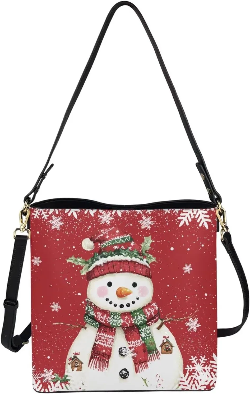 Leather Bucket Purse Fashion Bucket Bag for Women Shoulder Bag with Adjustable Strap Tote Handbag