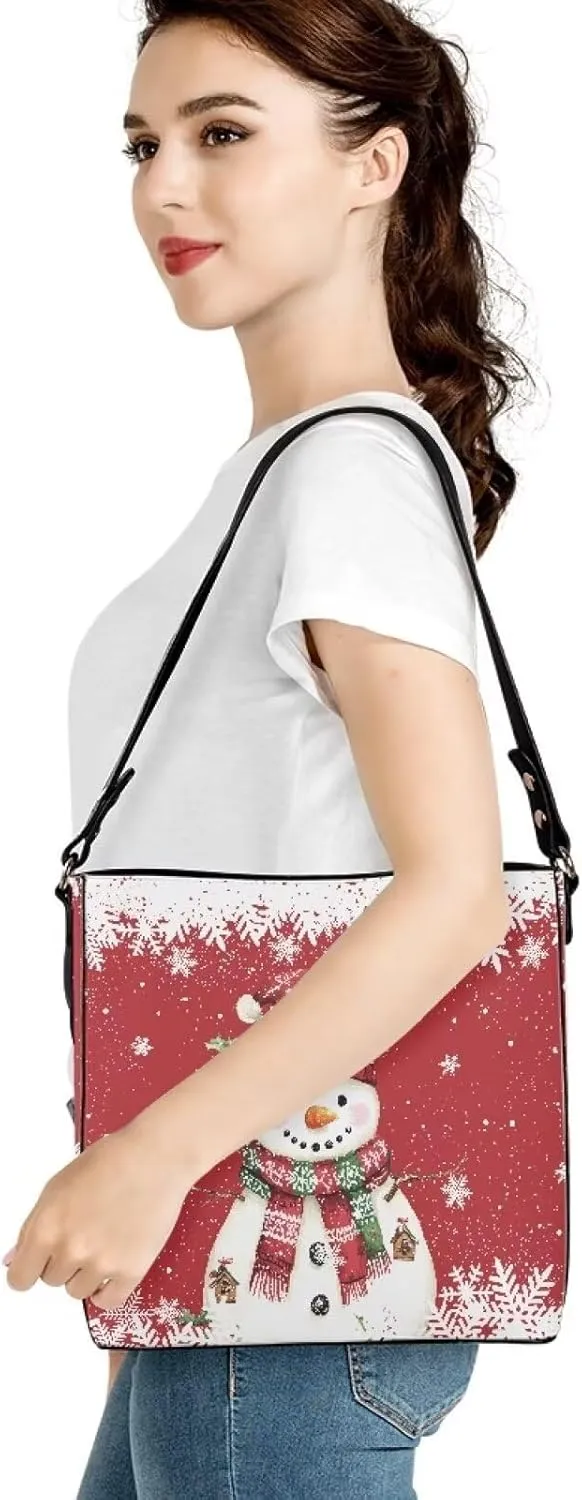 Leather Bucket Purse Fashion Bucket Bag for Women Shoulder Bag with Adjustable Strap Tote Handbag