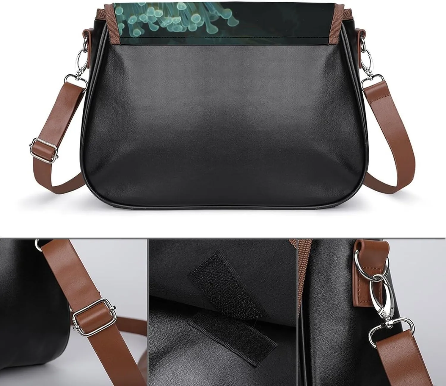 Leather Crossbody Bag for Women Siamese Cat Art Detachable Strap Handbags Travel Purse Shoulder Bags for Daily Use