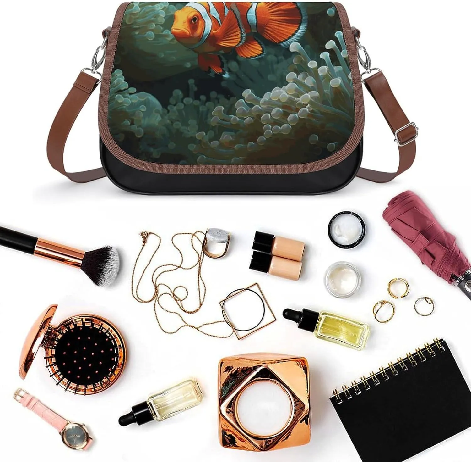 Leather Crossbody Bag for Women Siamese Cat Art Detachable Strap Handbags Travel Purse Shoulder Bags for Daily Use