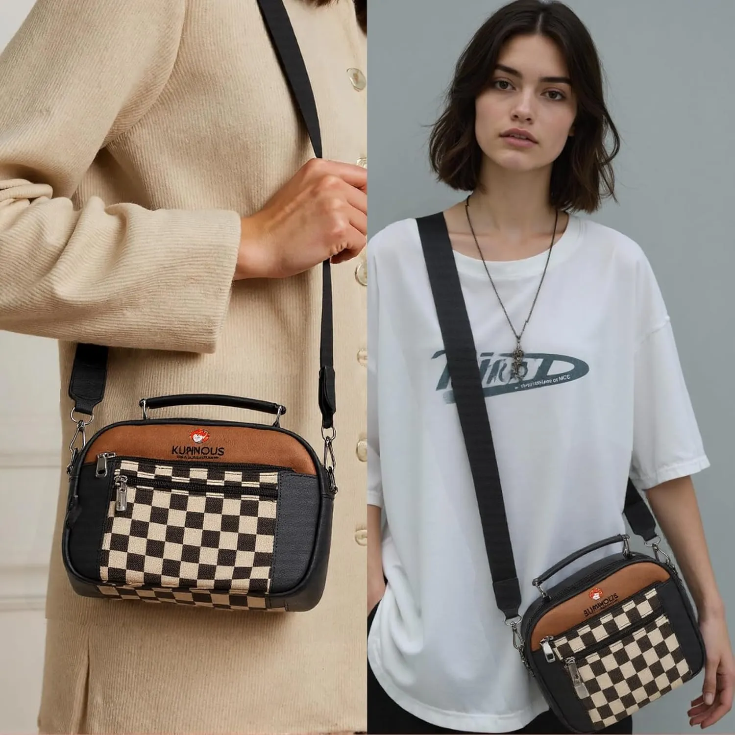Leather Crossbody Bag for Women,Small Cross Body Trendy Vegan Purses for Women with Adjustable Shoulder Strap