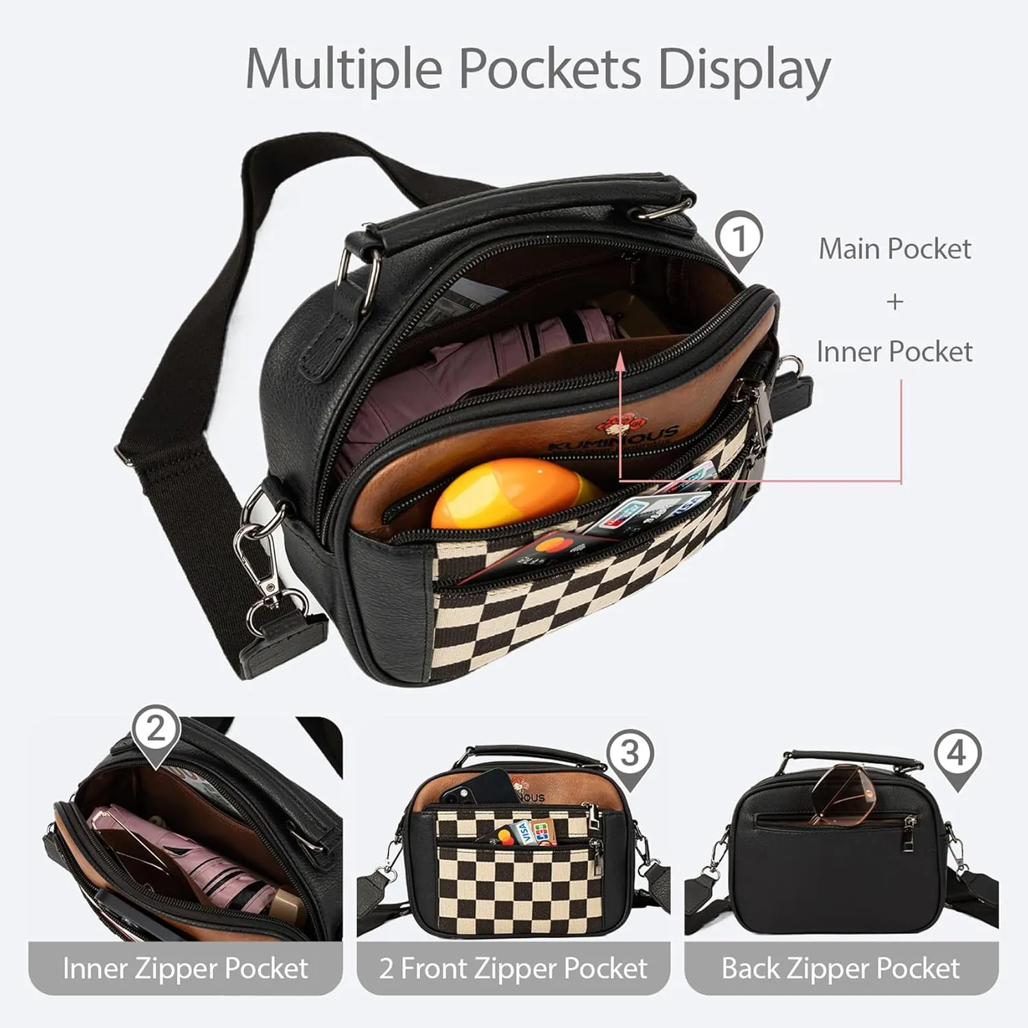 Leather Crossbody Bag for Women,Small Cross Body Trendy Vegan Purses for Women with Adjustable Shoulder Strap