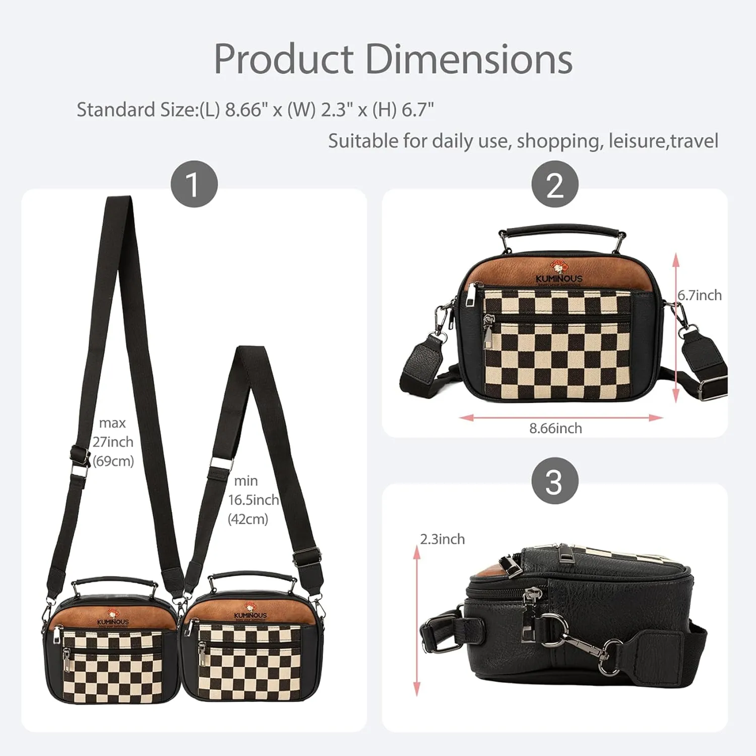 Leather Crossbody Bag for Women,Small Cross Body Trendy Vegan Purses for Women with Adjustable Shoulder Strap
