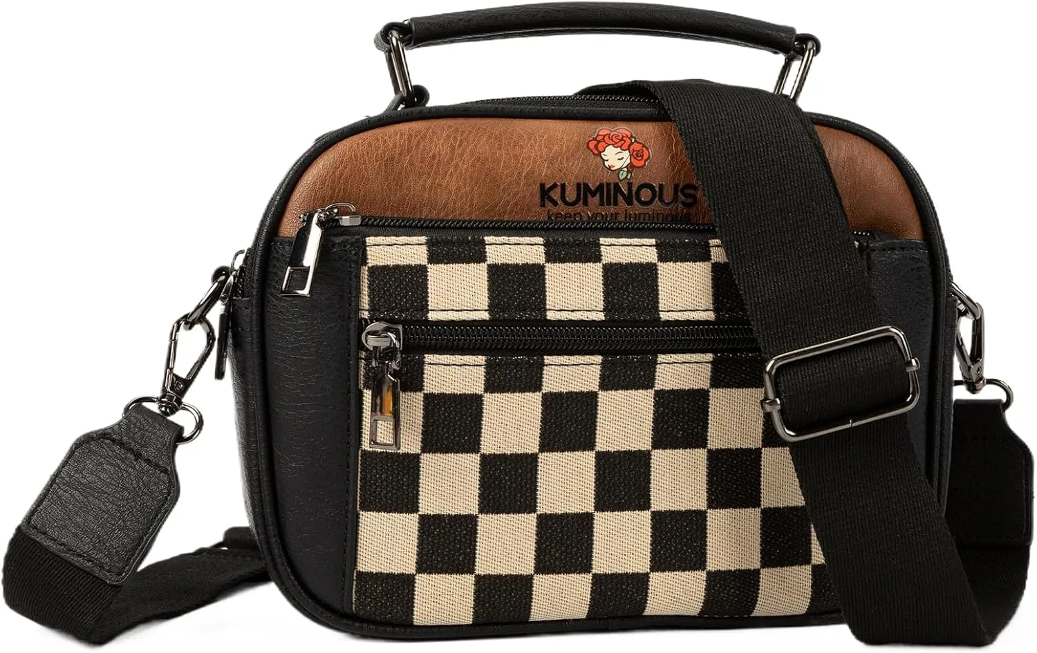 Leather Crossbody Bag for Women,Small Cross Body Trendy Vegan Purses for Women with Adjustable Shoulder Strap