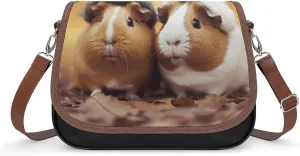 Leather Crossbody Bags, Cute Guinea Pigs Women Crossbody Bag,Leather Flapover Crossbody Purse with Adjustable Strap & Flip, Style