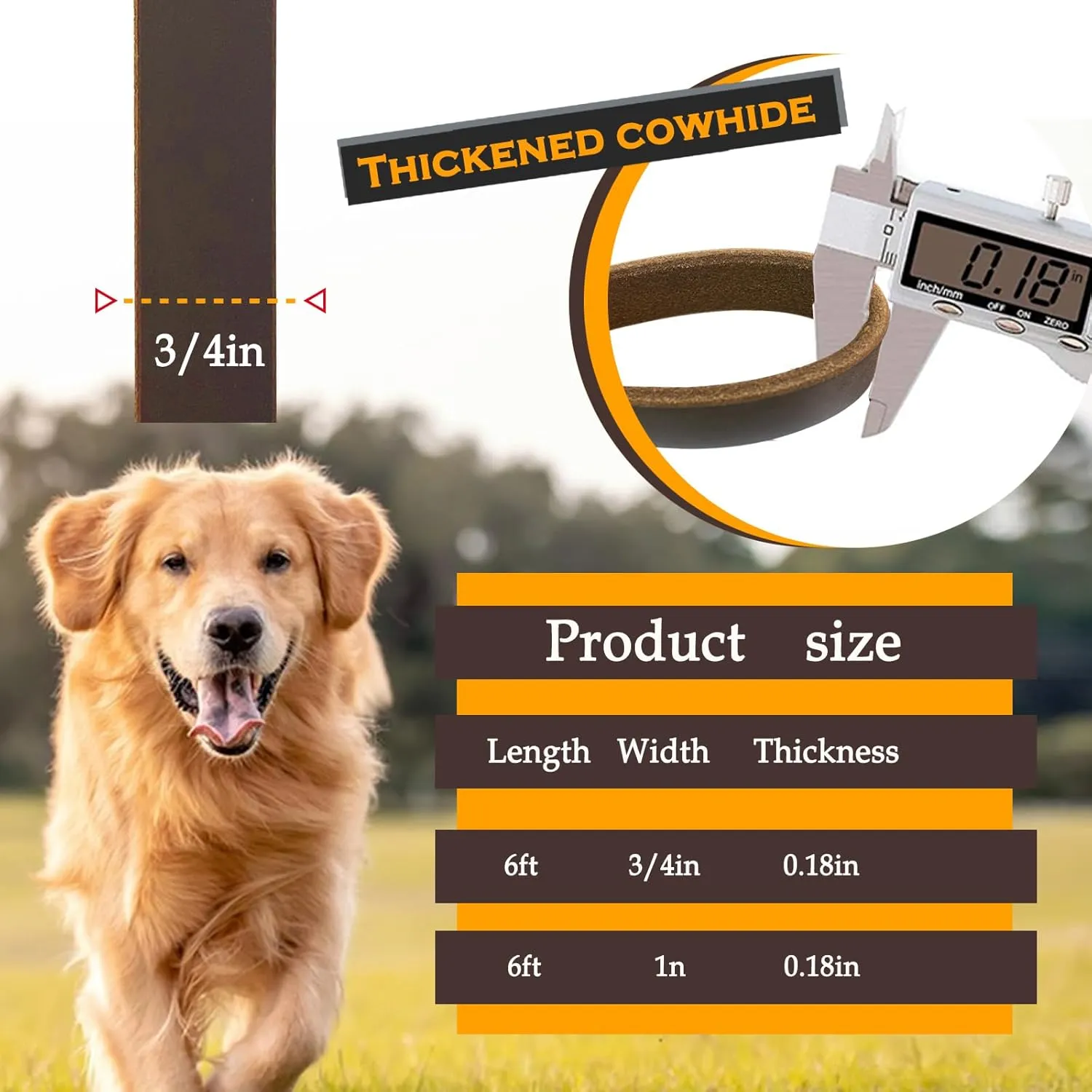 Leather Dog Leash 6 ft x 1 inch,Strong and Soft Heavy Duty Genuine Leather Dog Leash for Large, Medium, Small Dogs Premium Leather Leash for Dogs