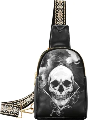 Leather Printed Sling Bag for Men Women Durable PU Leather Waterproof Crossbody Bag for Travel