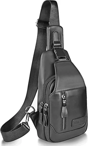 Leather Sling Bag Purse Chest Shoulder Backpack,Crossbody Bags for Men Outdoors