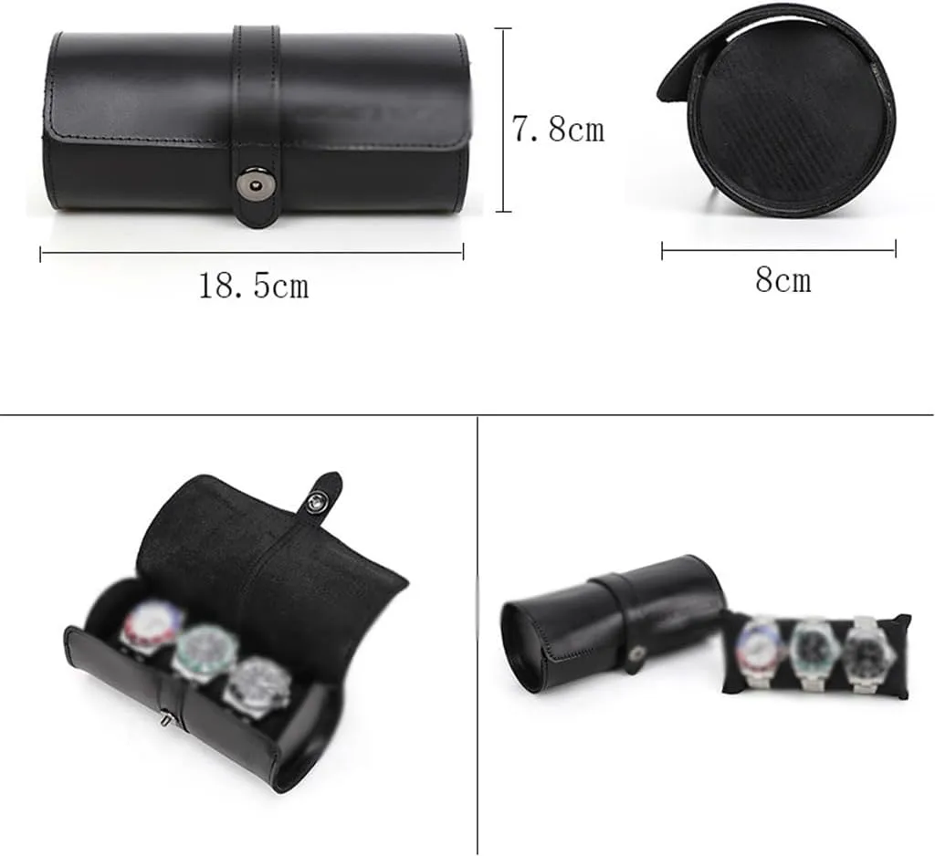 Leather Watch Case Buckle Convenient Travel Watch Storage Box Circular Watch Pocket