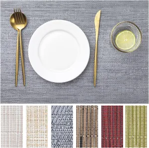 LEXMORE PVC Woven Placemats 12 PCS Wipeable Indoor/Outdoor Table Mats Washable Vinyl Place Mat for Dining Table, Set of 12-Gray