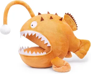 lilizzhoumax Luminous Anglerfish Stuffed Animal,Realistic Fish Plush,Super Soft Monkfish Plush, Fish Figure Toy,Luminous Plush,Girl Toys,Gift for Kids(Brown 10 inch)