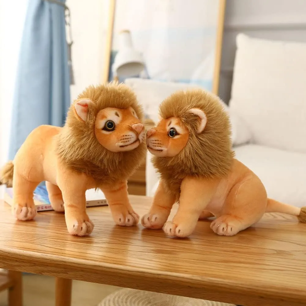 Lion Plush Toy - Golden Stuffed Lion, 11inches Plush Simulation Animals - Realistic Plush Lion Gifts for Kids (Sitting, 11 inches)