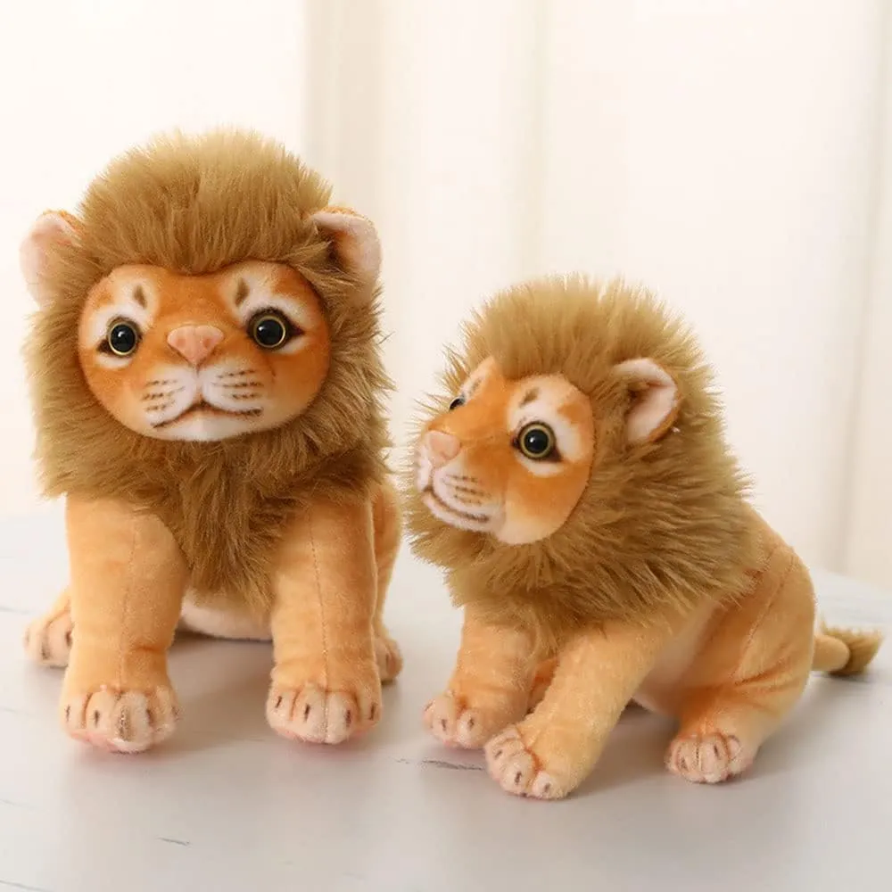 Lion Plush Toy - Golden Stuffed Lion, 11inches Plush Simulation Animals - Realistic Plush Lion Gifts for Kids (Sitting, 11 inches)