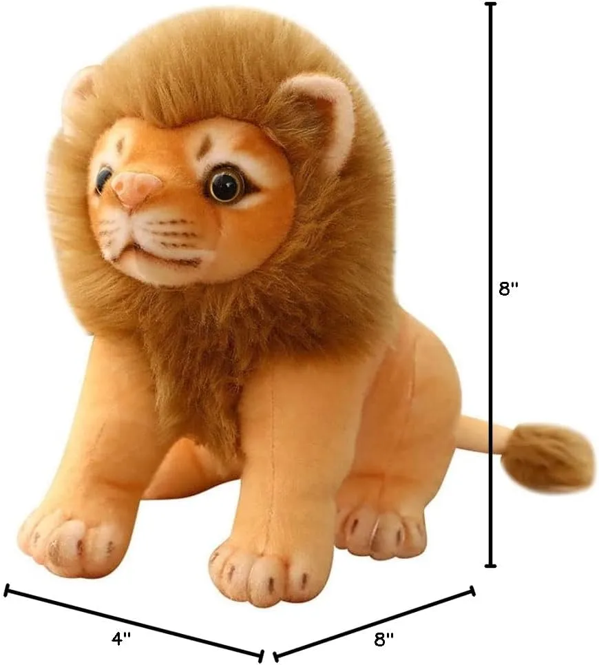 Lion Plush Toy - Golden Stuffed Lion, 11inches Plush Simulation Animals - Realistic Plush Lion Gifts for Kids (Sitting, 11 inches)