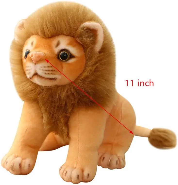 Lion Plush Toy - Golden Stuffed Lion, 11inches Plush Simulation Animals - Realistic Plush Lion Gifts for Kids (Sitting, 11 inches)