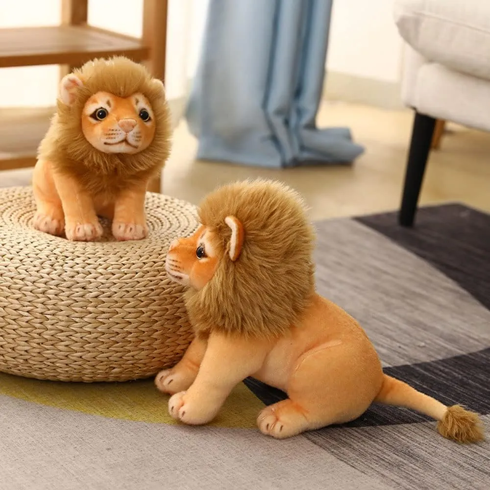 Lion Plush Toy - Golden Stuffed Lion, 11inches Plush Simulation Animals - Realistic Plush Lion Gifts for Kids (Sitting, 11 inches)