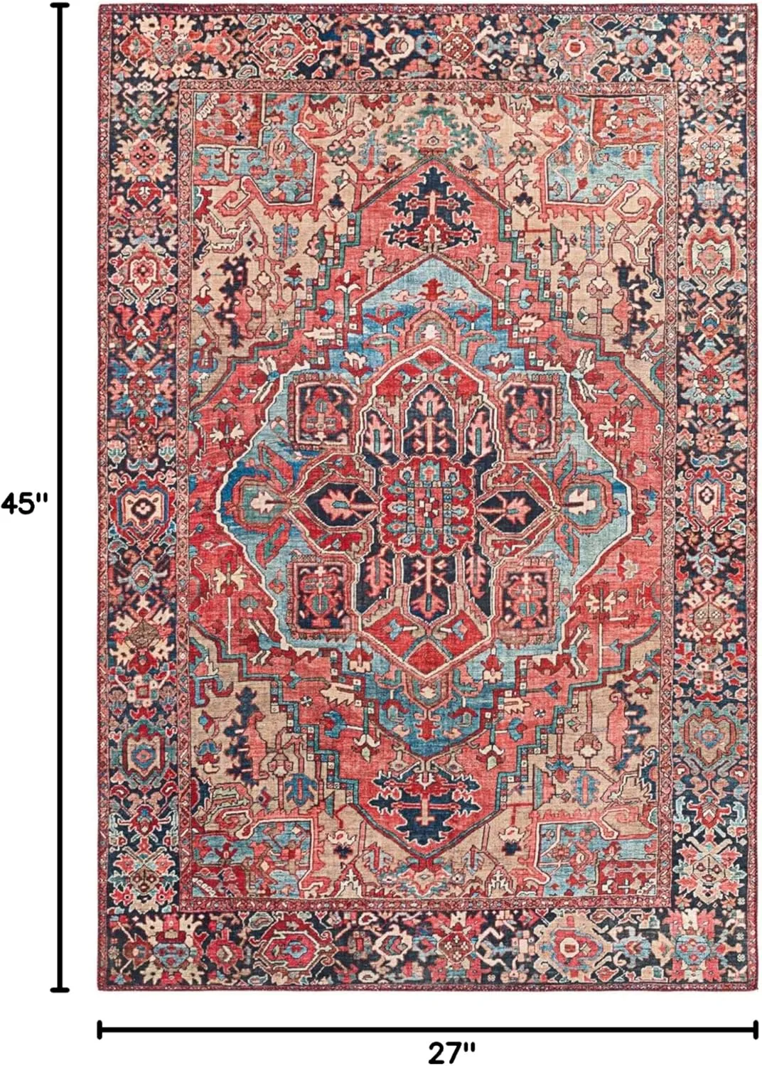 Livabliss Reeta Printed Medallion Area Rug,2'3" x 3'9",Bright Red/Wheat