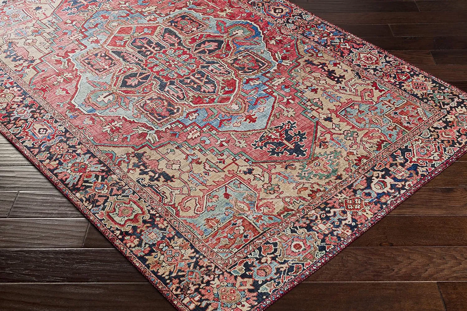 Livabliss Reeta Printed Medallion Area Rug,2'3" x 3'9",Bright Red/Wheat
