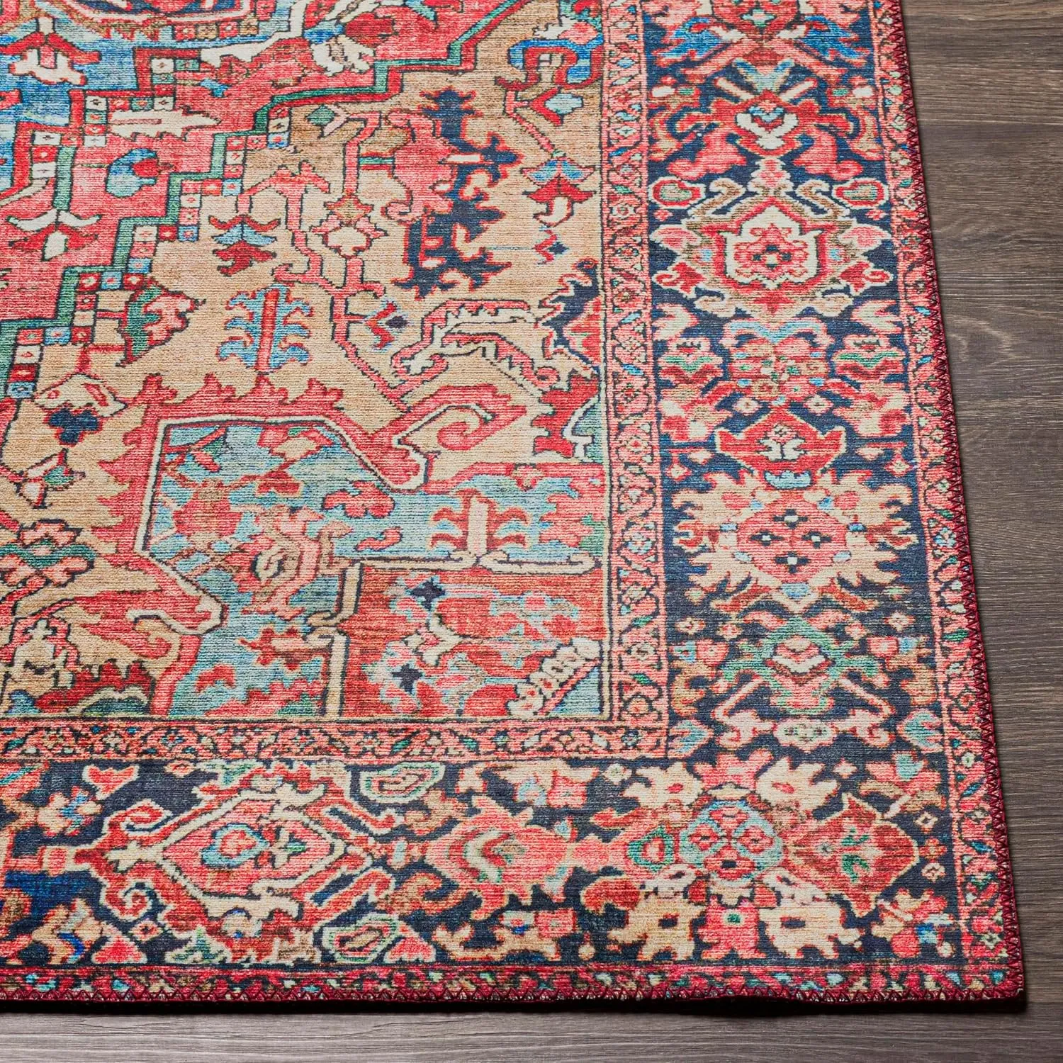 Livabliss Reeta Printed Medallion Area Rug,2'3" x 3'9",Bright Red/Wheat