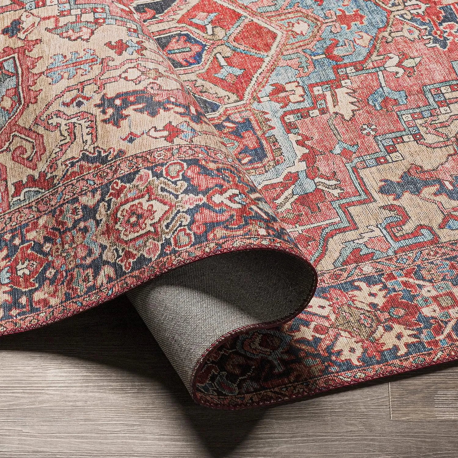 Livabliss Reeta Printed Medallion Area Rug,2'3" x 3'9",Bright Red/Wheat