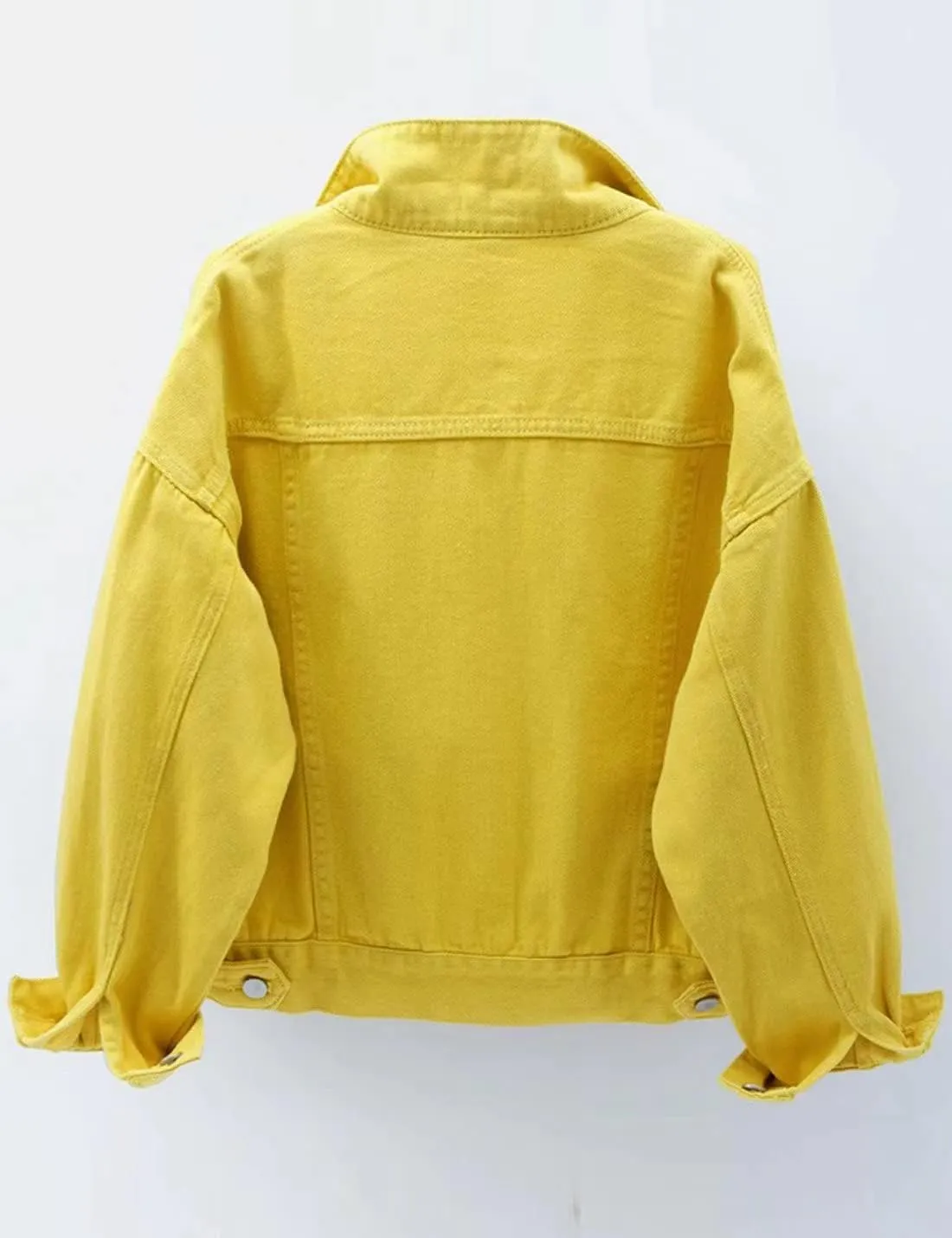 Locachy Women's Casual Denim Jacket Solid Color Basic Long Sleeve Jean Jacket Coat