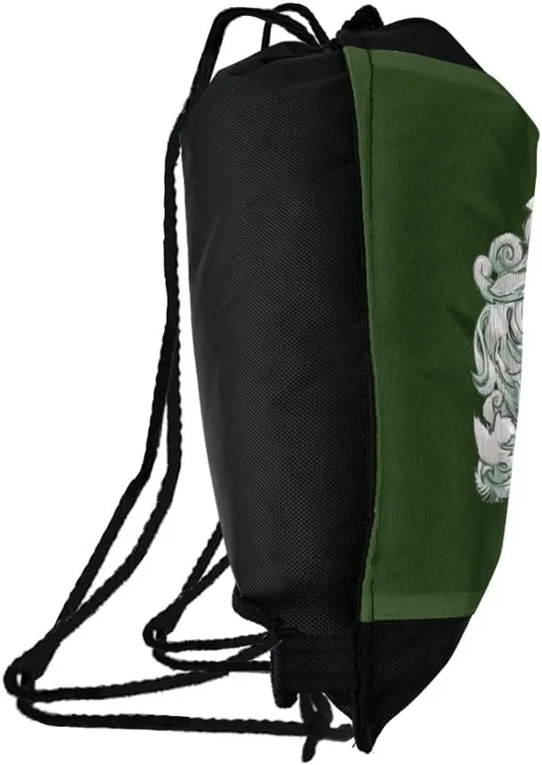 LOGOVISION Harry Potter Slytherin Painted Crest Drawstring Backpack Sports Bag Sackpack 17" x 13", Perfect for Gym, Yoga or Practice