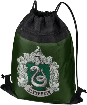LOGOVISION Harry Potter Slytherin Painted Crest Drawstring Backpack Sports Bag Sackpack 17" x 13", Perfect for Gym, Yoga or Practice